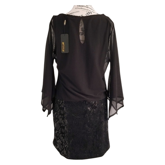 NWT Picadilly black open flowy mesh kimono angel sleeves - Picture 2 of 7